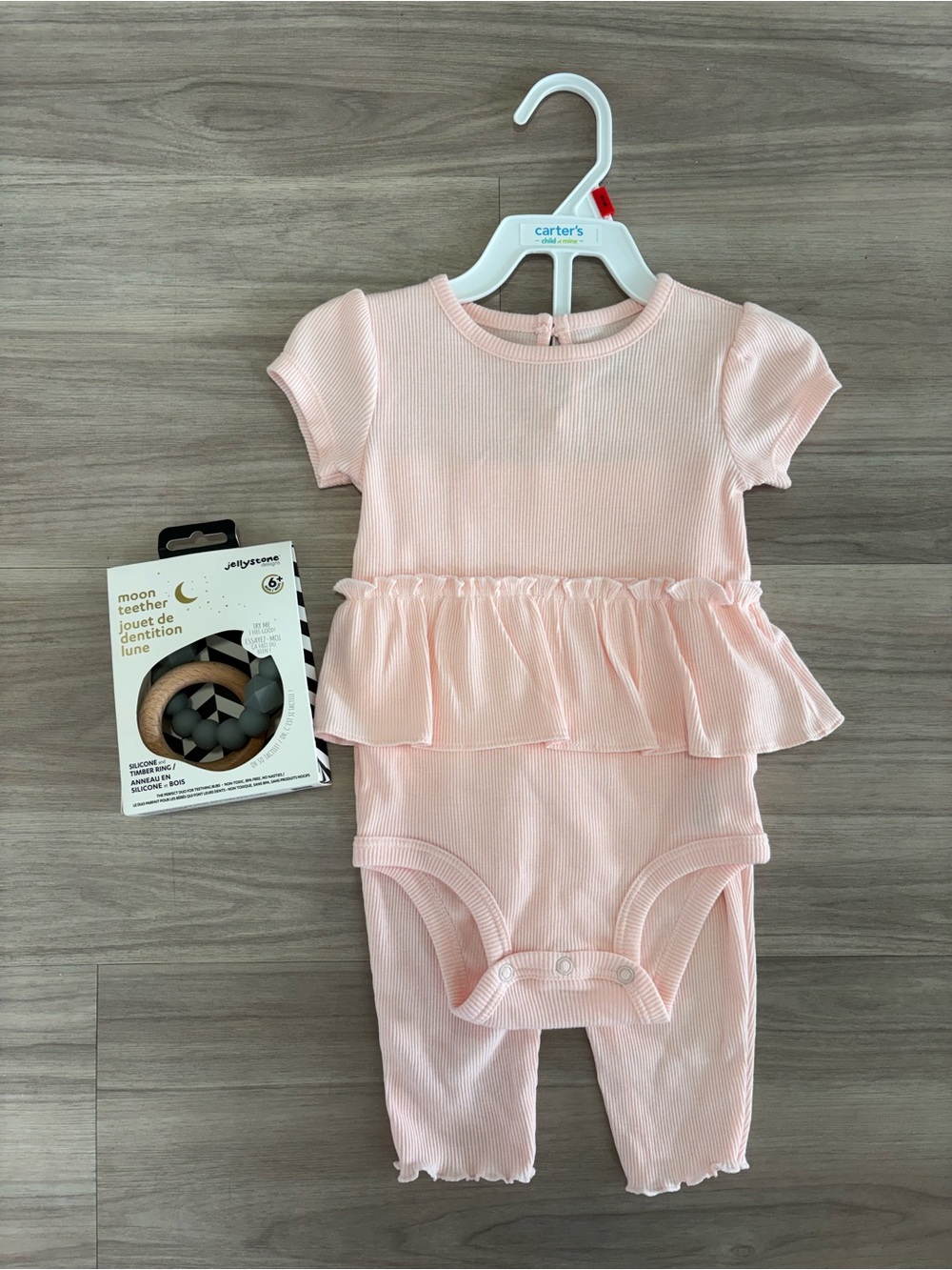 Carter’s 12M Pink Outfit + NEW Jellystone Moon Teether Baby Gift Set